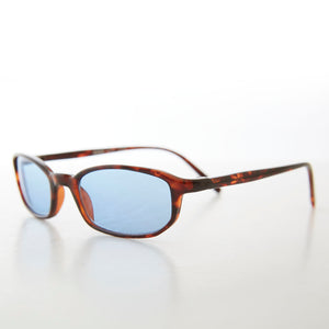 small rectangle frame sunglasses with blue lens