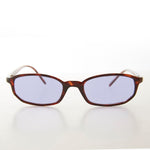 Load image into Gallery viewer, small rectangle tortoise frame sunglasses with purple lenses
