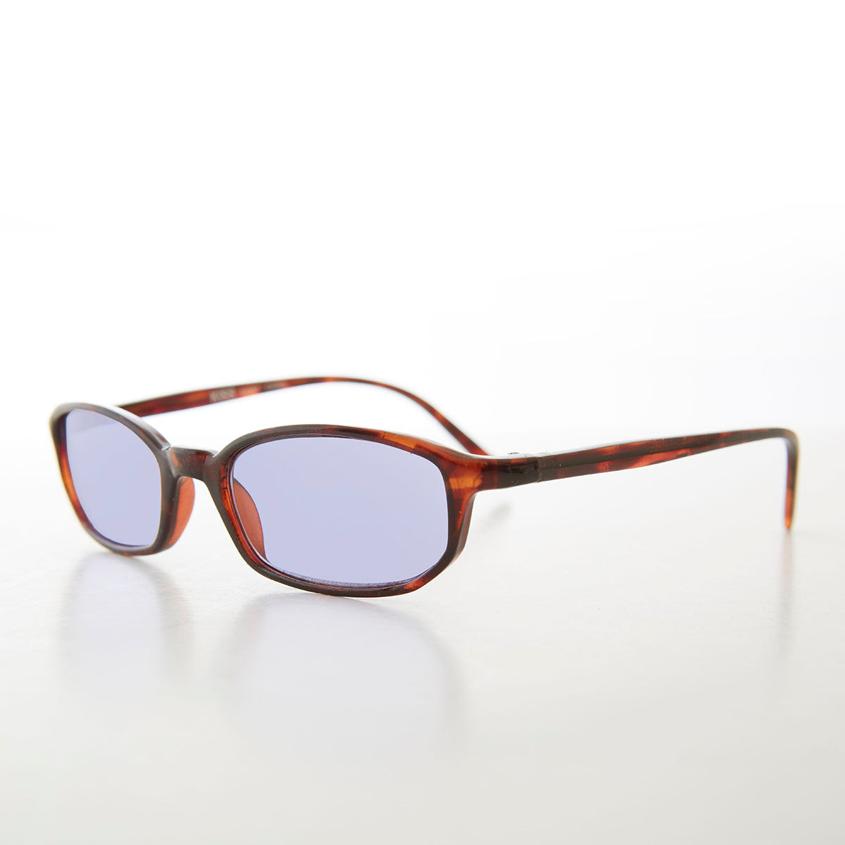 small rectangle tortoise frame sunglasses with purple lenses