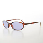 Load image into Gallery viewer, small rectangle tortoise frame sunglasses with purple lenses
