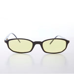 Load image into Gallery viewer, small rectangle black frame sunglasses with yellow lenses
