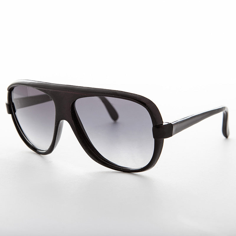 1980s square true vintage aviator black with gradient lens