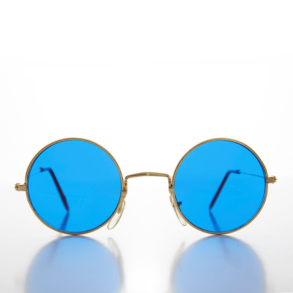 Round Circle Sunglass with Blue Tinted Lens Benji