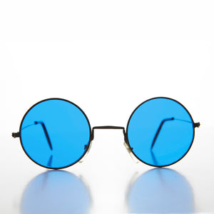 Round Circle Sunglass with Blue Color Tinted Lens