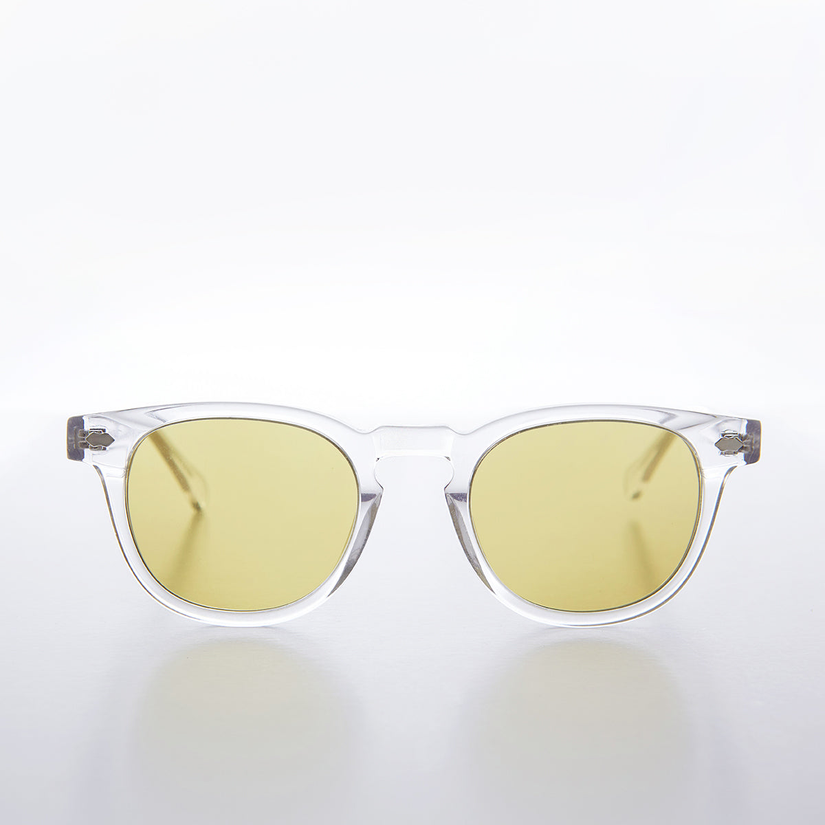 Clear Acetate Square Sunglass with Yellow Lens