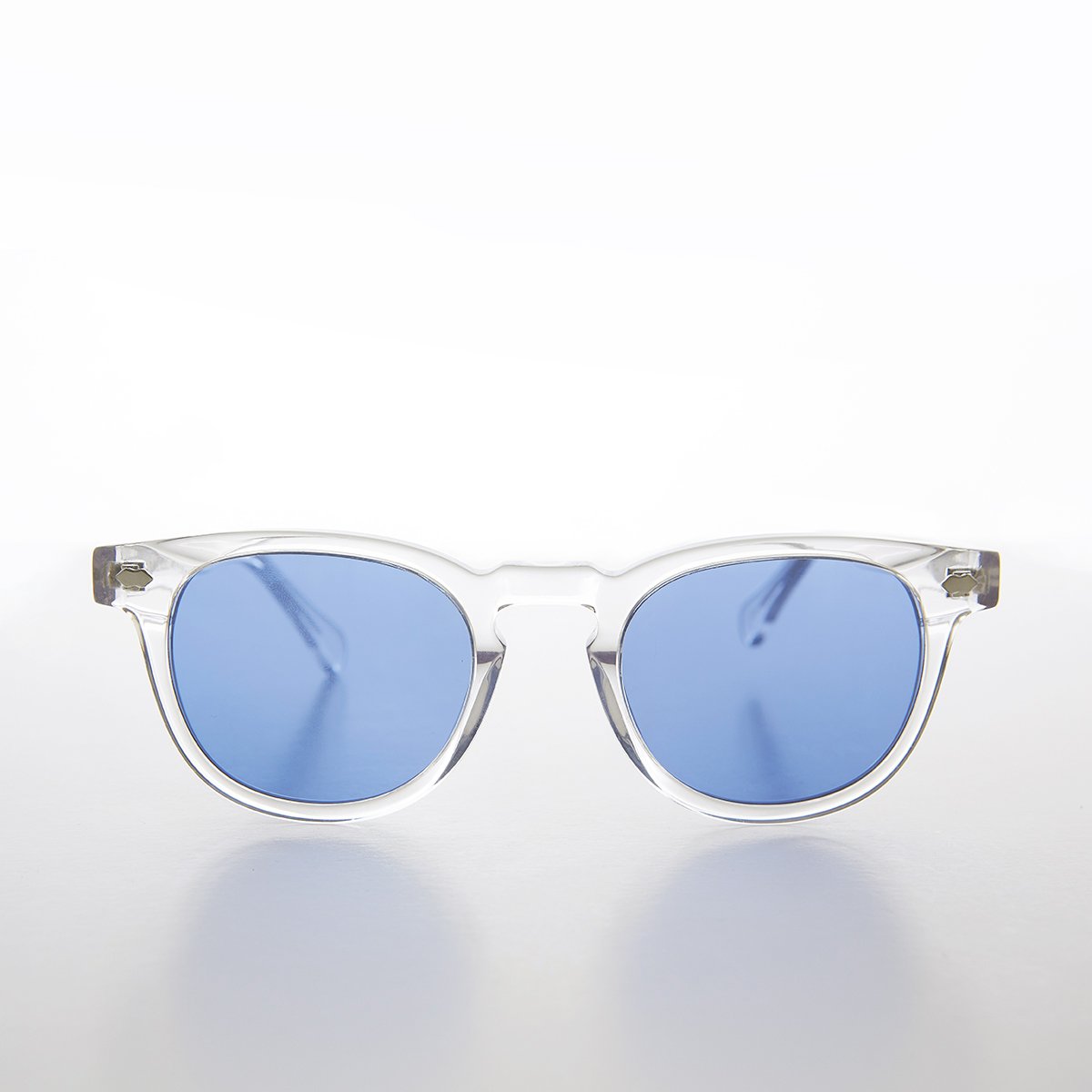 Clear Acetate Square Sunglass with Colored Lenses