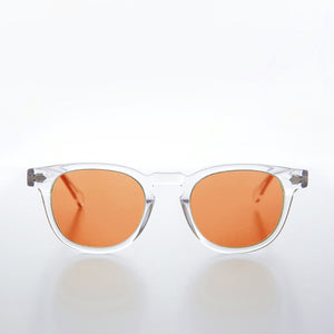 Clear Acetate Square Sunglass with Colored Lenses