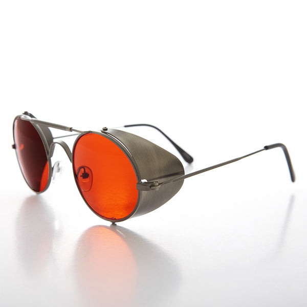 Red Lens Steampunk Sunglass with Folding Side Shields Sunglass Museum