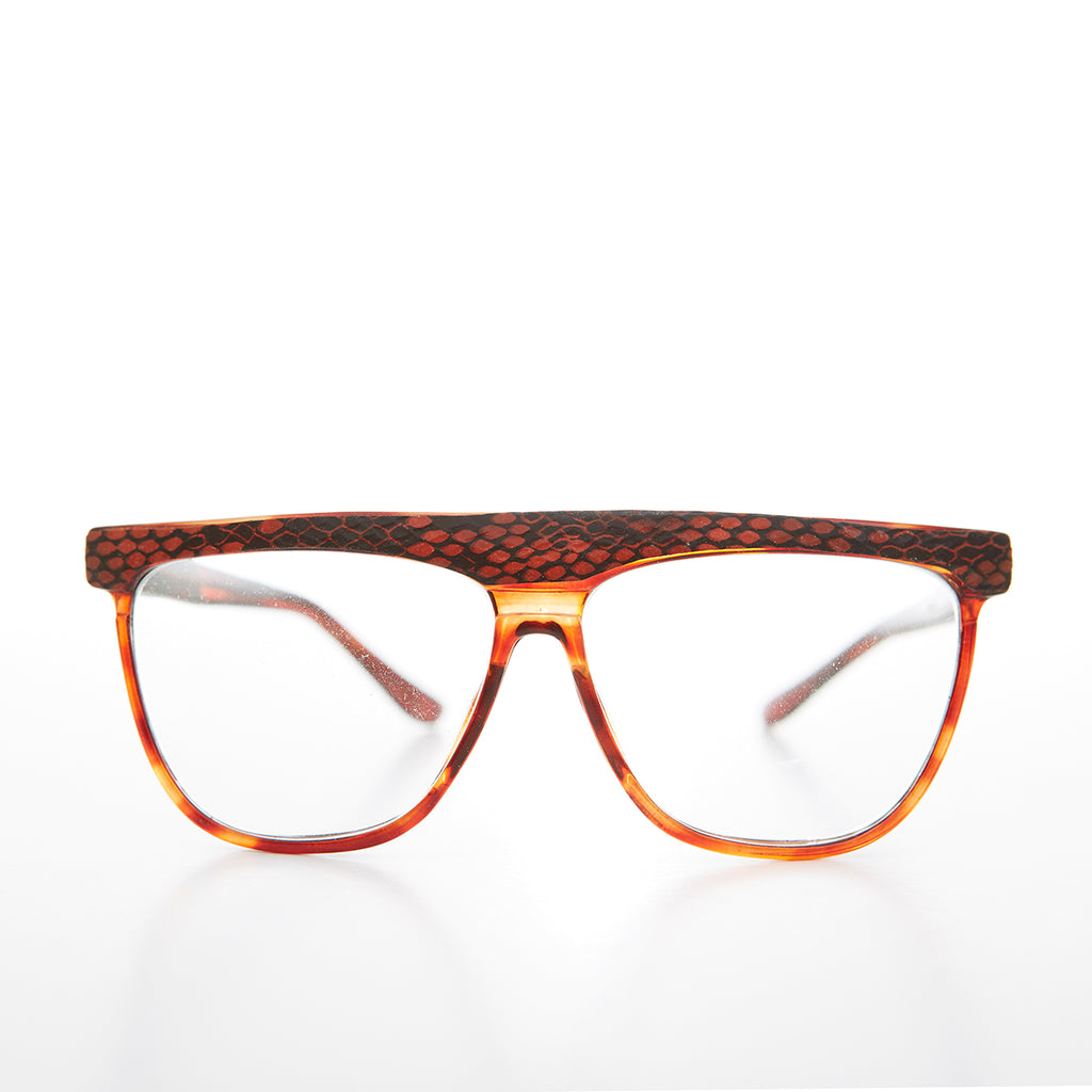 Snakeskin Clear Lens 80s Glasses