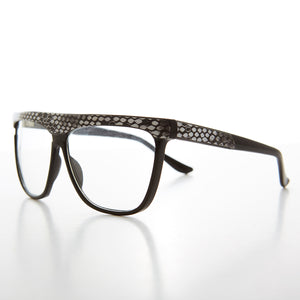 Snakeskin Clear Lens 80s Glasses 