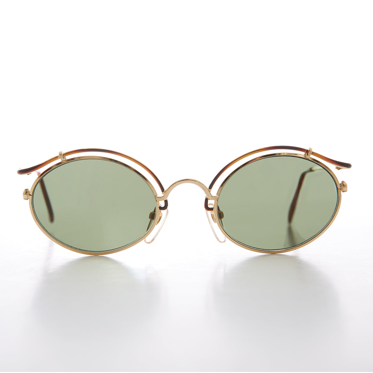 Gold Oval Tortoise Eyelid Vintage Sunglass