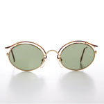 Load image into Gallery viewer, Gold Oval Tortoise Eyelid Vintage Sunglass
