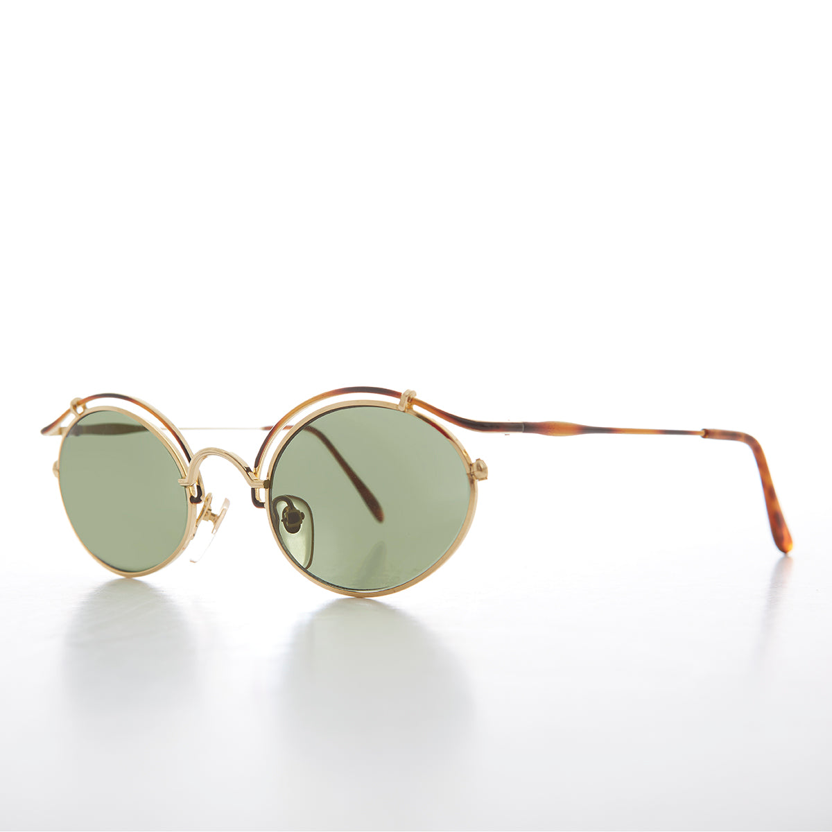 Gold Oval Tortoise Eyelid Vintage Sunglass