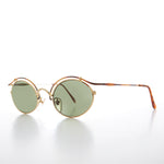Load image into Gallery viewer, Gold Oval Tortoise Eyelid Vintage Sunglass
