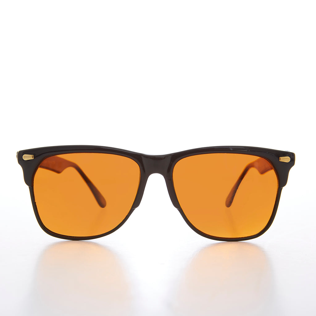 Amber Lens Horn Rim Vintage 80s Sunglass