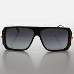 Load image into Gallery viewer, Flat Top Hip Hop 80s Vintage Sunglass with Gold Temples
