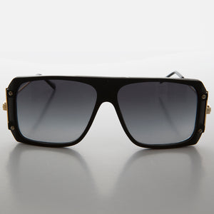 Flat Top Hip Hop 80s Vintage Sunglass with Gold Temples