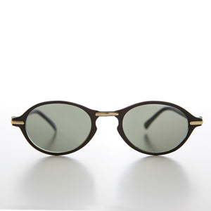 Oval Sunglass with Gold Accents Key Hole Bridge 