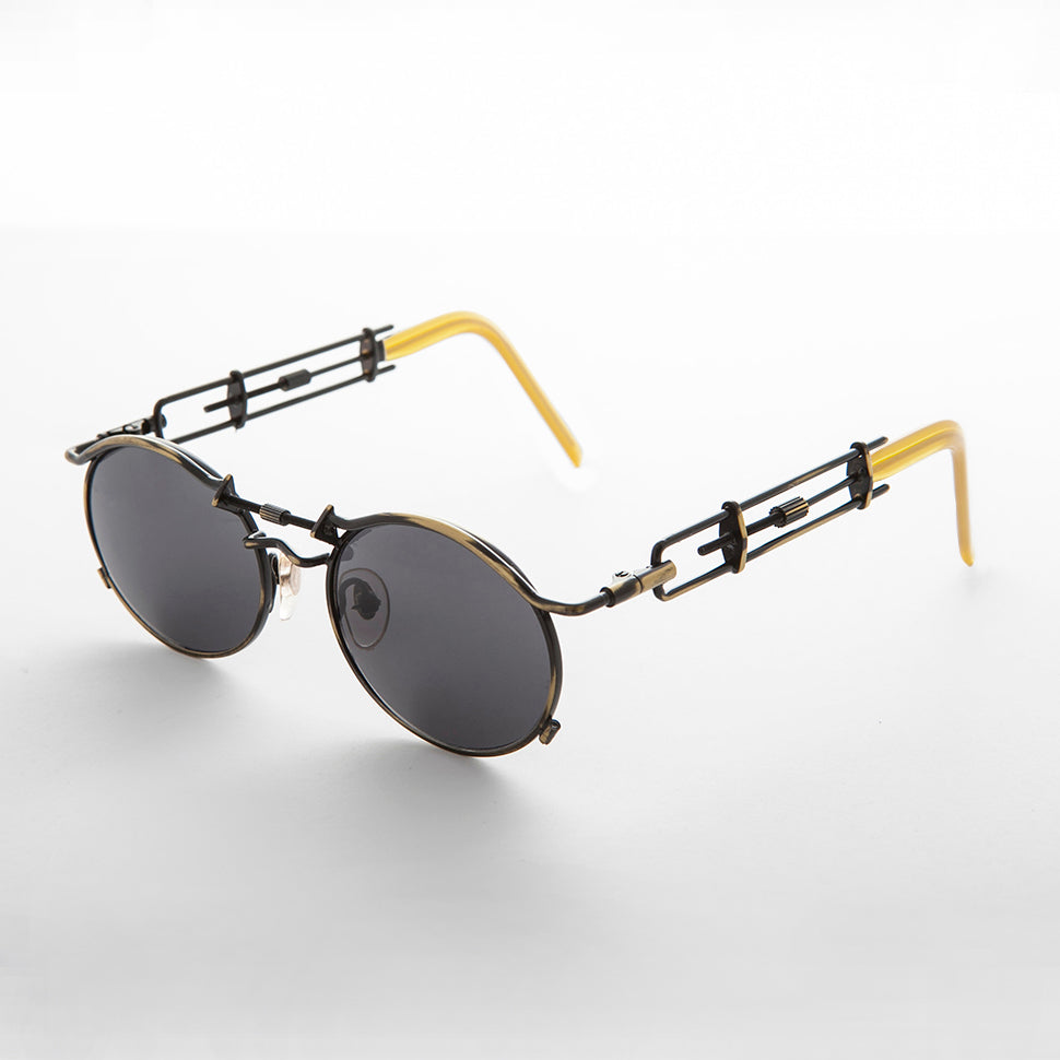 oval intricate temple metal vintage sunglasses
