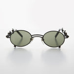 Load image into Gallery viewer, Small Oval Steampunk Vintage Sunglass with Intricate Temple Design
