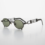Load image into Gallery viewer, Small Oval Steampunk Vintage Sunglass with Intricate Temple Design
