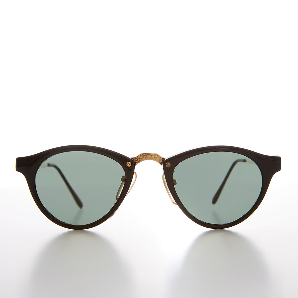 Round Retro Vintage Sunglass with Metal Details