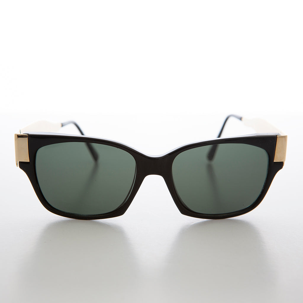 Mod Unisex Vintage Sunglass with Gold Temples 