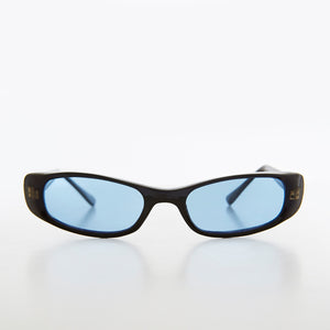 90s Micro Slim Sunglass with Curved Frame Color Tinted Lens