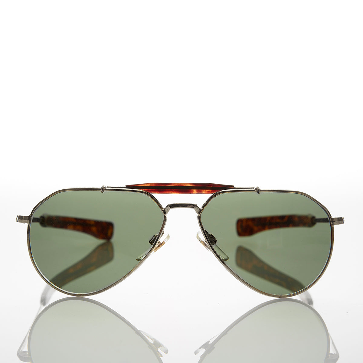 Vintage Aviator Sunglass Glass Lens Paddle Temples