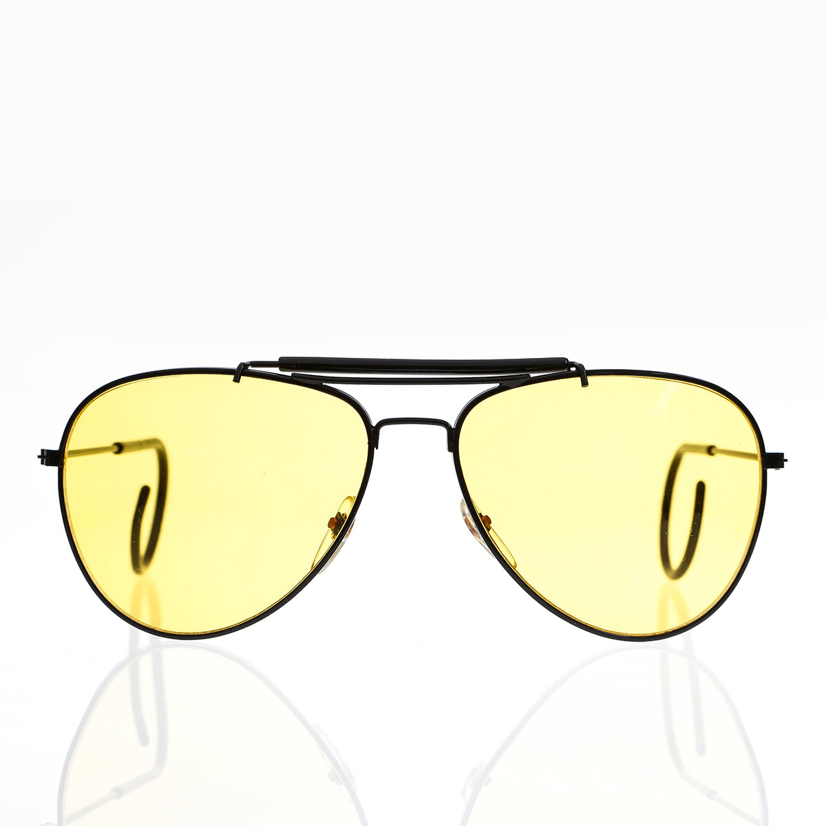 Yellow Lens 90s Aviator with Cable Temples and Brow Bar