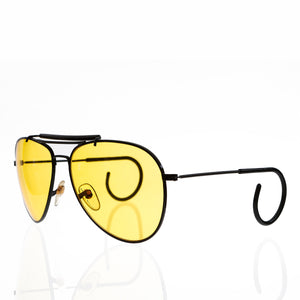Yellow Lens 90s Aviator with Cable Temples and Brow Bar