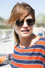 Load image into Gallery viewer, round polo style vintage sunglass with tube temples
