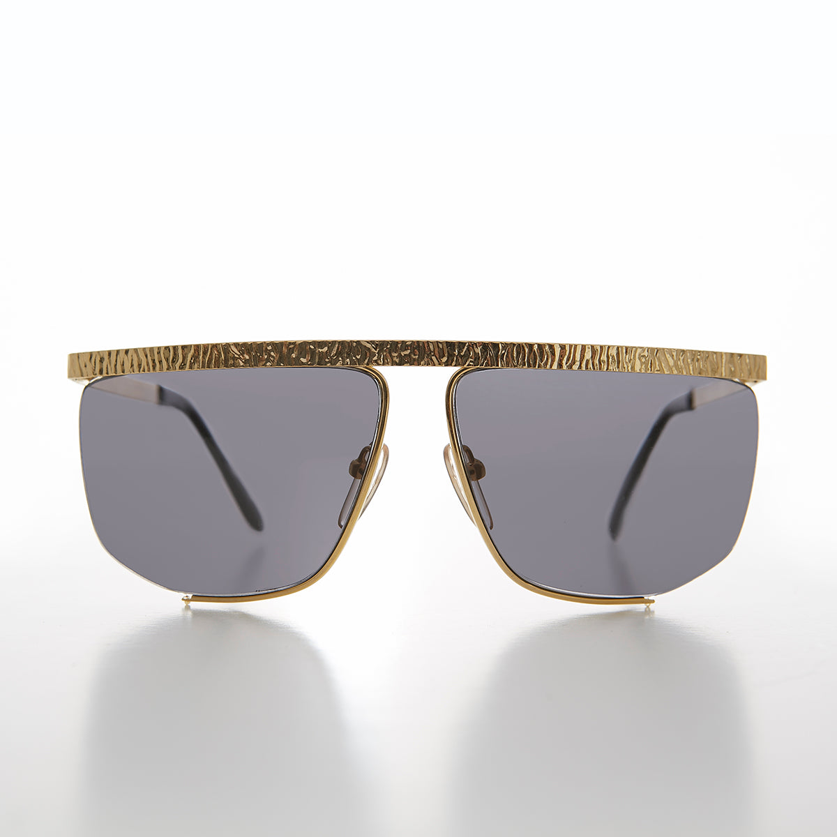 Gold Semi Rimless Hip Hop Vintage Sunglasses