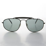 Load image into Gallery viewer, Black square vintage aviator with brow bar and glass lens

