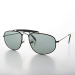 Load image into Gallery viewer, Black square vintage aviator with brow bar and glass lens
