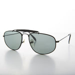 Load image into Gallery viewer, Black square vintage aviator with brow bar and glass lens
