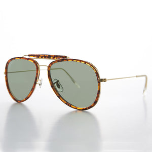 wrapped tortoiseshell vintage aviator sunglass with glass lens