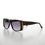 Load image into Gallery viewer, Square Block Sunglass with Gold Rim Accents 80s
