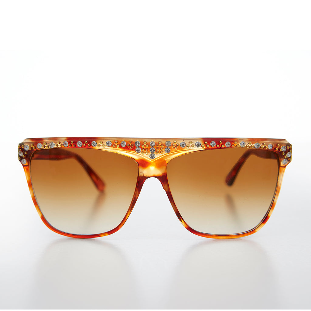80s Rhinestone Flat Top Women's Vintage Sunglass