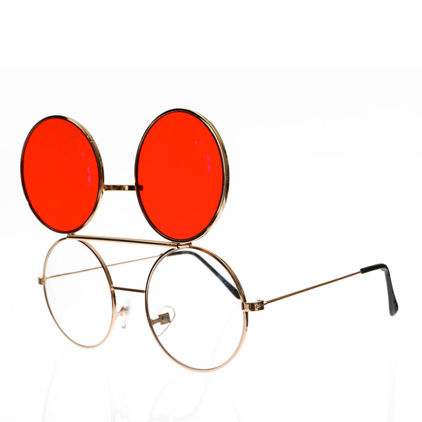 Buy JUST-STYLE Gandhi Round Golden-Red UV Protection Sunglasses For Men &  Women (Red Lens) at Amazon.in