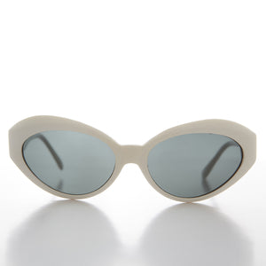 White frame curved cat eye women's sunglass