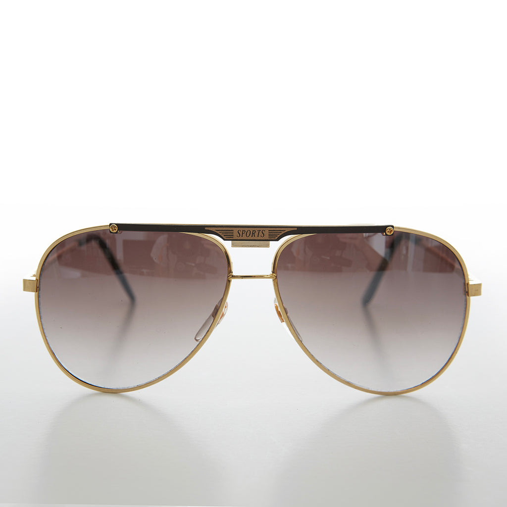 Gold Aviator Sunglass with Sports Brow Bar