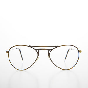 Clear Lens Aviator Glasses with Brushes Bronze Finish