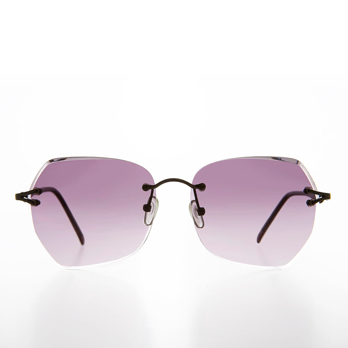 Women's Rimless Beveled Lens Sunglass 