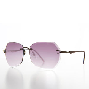 Women's Rimless Beveled Lens Sunglass 