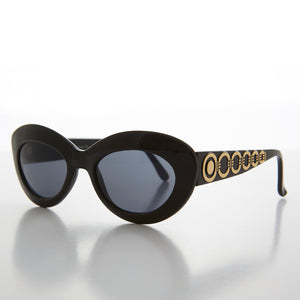 Mod Cat Eye Vintage Sunglass with Gold Temple Design