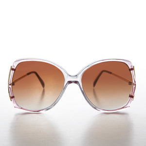 Rose Colored Oversized 80s Sunglasses with Gradient Lenses - Goldie