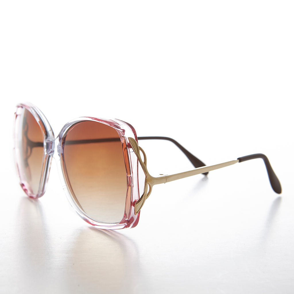 Rose Colored Oversized 80s Sunglasses with Gradient Lenses - Goldie