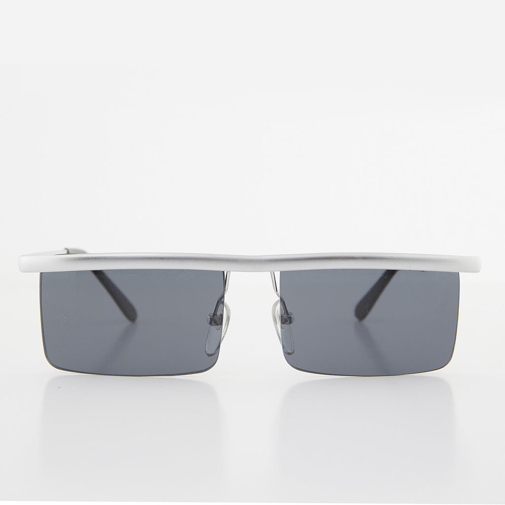 Rimless futuristic steampunk silver metal vintage sunglasses