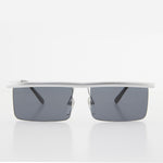 Load image into Gallery viewer, Rimless futuristic steampunk silver metal vintage sunglasses
